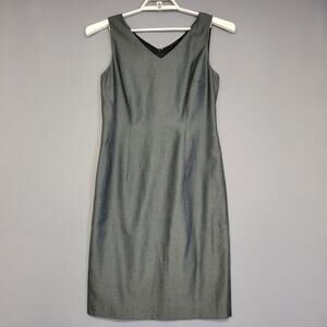 Vintage DG Donna Gray Sheath Dress Womens 8 Gray Shimmer Shine V-neck Sleeveless